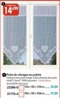 Maximo Paire de vitrages en pointe offre