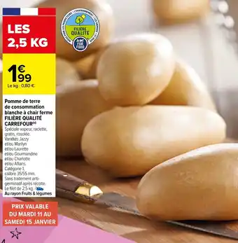 Carrefour Pomme de terre de consommation blanche à chair ferme offre