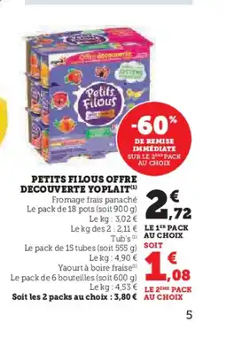 U Express PETITS FILOUS Offre decouverte yoplait offre