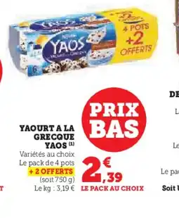 U Express YAOS Yaourt a la grecque offre