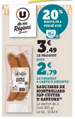 U Express Saucisses de montbeliard igp cuites u saveurs offre