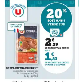 Super U U Coppa en tranches offre