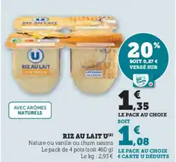 Super U U Riz au lait offre