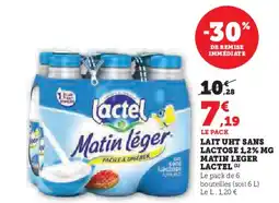 Super U LACTEL Lait uht sans lactose 1,2% mg matin leger offre