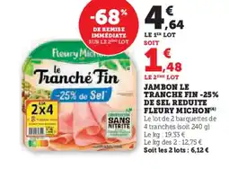 Super U FLEURY MICHON Jambon le tranche fin -25% de sel reduite offre