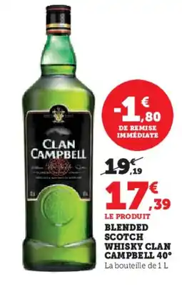 Super U CLAN CAMPBELL 40° Blended scotch whisky offre