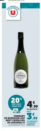 Super U U Cremant de bordeaux aop brut chevalier de landerac offre