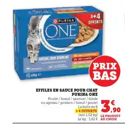 Super U PURINA ONE Effiles en sauce pour chat offre