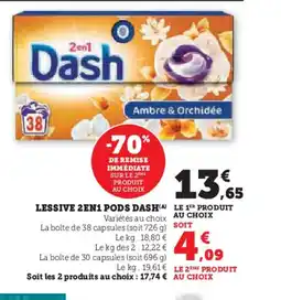 Super U DASH Lessive 2en1 pods offre