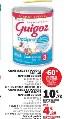 Super U GUIGOZ Croissance en poudre des 1 an optipro offre