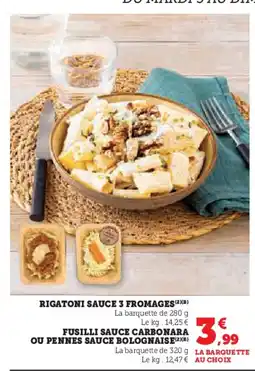 Super U Rigatoni sauce 3 fromages offre