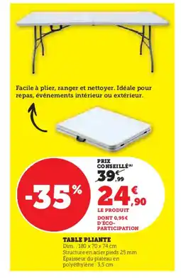 Super U Table pliante offre