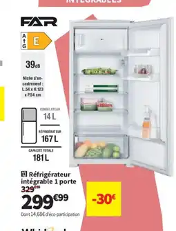Conforama FAR Réfrigérateur intégrable 1 porte offre
