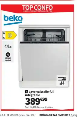 Conforama BEKO Lave vaisselle full intégrable offre