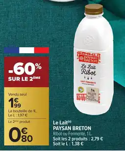 Carrefour PAYSAN BRETON Le Lait offre