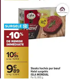 Carrefour ISLA MONDIAL Steaks hachés pur bœuf Halal surgelés offre