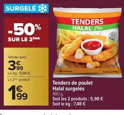 Carrefour Tenders de poulet Halal surgelés offre