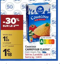 Carrefour CARREFOUR CLASSIC Couscous offre