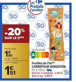 Carrefour CARREFOUR SENSATION Feuilles de Filo offre