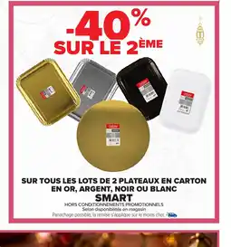 Carrefour Sur tous les lots de 2 plateaux en carton en or, argent, noir ou blanc offre
