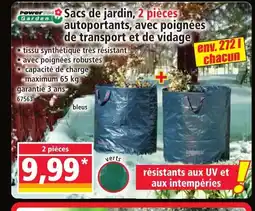 Norma POWER GARDEN Sacs de jardin, 2 pièces autoportants, avec poignées de transport et de vidage offre