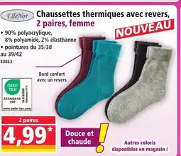 Norma ELLE NOR Chaussettes thermiques avec revers, 2 paires femme offre