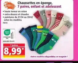 Norma Chaussettes en éponge, 7 paires, enfant et adolescent offre