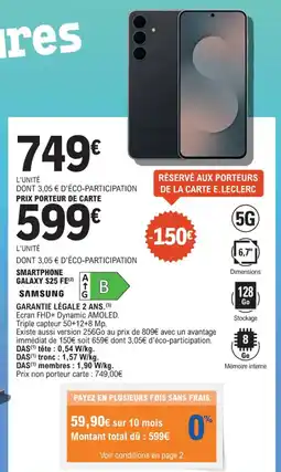 E.Leclerc Smartphone galaxy s25 fe samsung offre