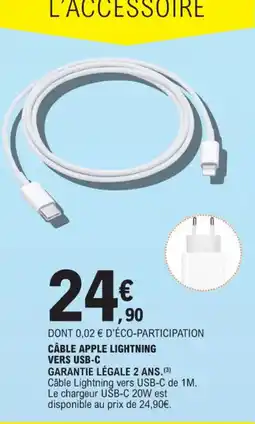 E.Leclerc Câble apple lightning vers usb-c offre