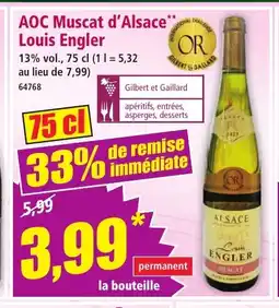 Norma AOC Muscat d'Alsace Louis Engler offre