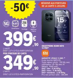 E.Leclerc Smartphone redmi note 15 pro offre
