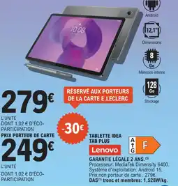 E.Leclerc Tablette idea tab plus lenovo offre