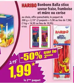 Norma HARIBO Bonbons Balla stixx saveur fraise, framboise et mûre ou cerise offre