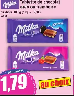 Norma MILKA Tablette de chocolat oreo ou framboise offre