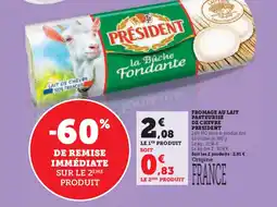 Hyper U Fromage au lait pasteurise de chevre president offre
