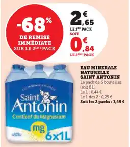Hyper U Eau minerale naturelle saint antonin offre