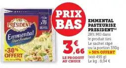 Hyper U Emmental pasteurise president offre