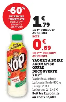 Hyper U Yaourt a boire aromatise offre decouverte yop offre