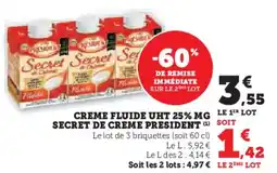 Hyper U Creme fluide uht 25% mg le secret de creme president offre
