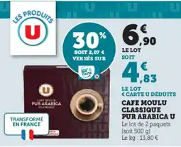 Hyper U Cafe moulu classique pur arabica u offre