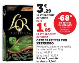 Hyper U Cafe capsules l'or nespresso offre