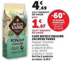 Hyper U Cafe moulu origine jacques vabre offre