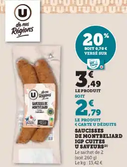 Hyper U Saucisses de montbeliard igp cuites u saveurs offre