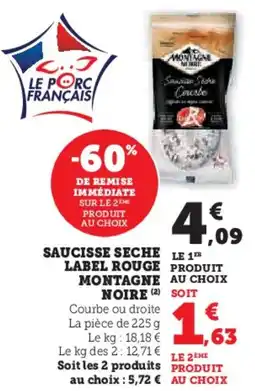 Hyper U Saucisse seche label rouge montagne noire offre
