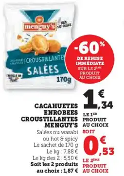Hyper U Cacahuetes enrobees croustillantes menguy's offre