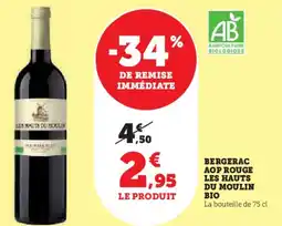 Hyper U Bergerac aop rouge les hauts du moulin bio offre