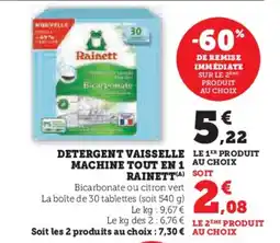 Hyper U Detergent vaisselle machine tout en 1 rainett offre