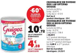 Hyper U Croissance en poudre des 1 an optipro guigoz offre