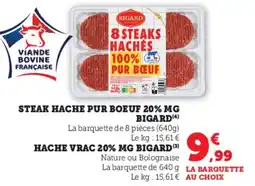 Hyper U Steak hache pur boeuf 20% mg bigard offre