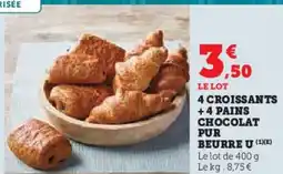 Hyper U 4 croissants +4 pains chocolat pur beurre u offre